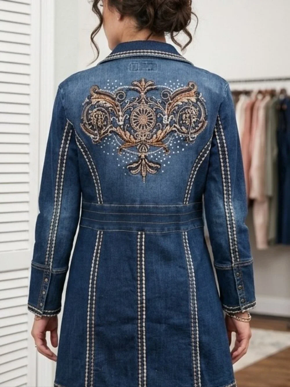 Midnight Velvet Women's Denim Trench Coat - Picture 2 of 16